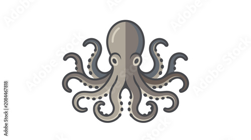 Tableau sur toile An octopus illustration depicts a cephalopod creature with tentacles on a white background in a digital artwork