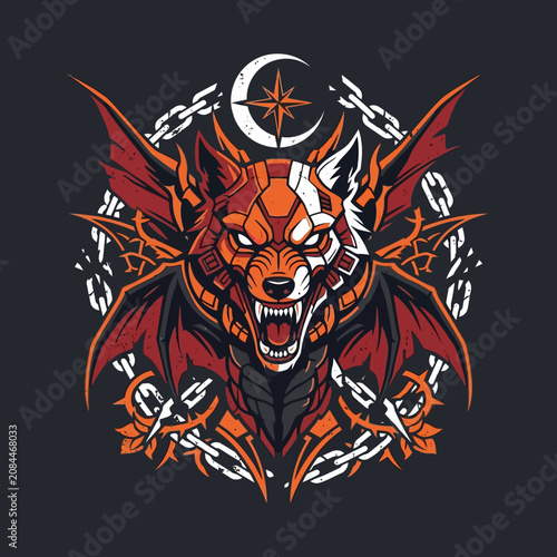 Intense fantasy beast with sharp fangs and powerful wings