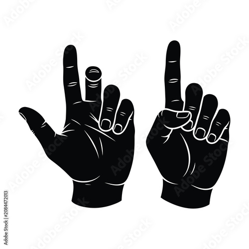 Fotografía Two hands showing rude gesture with middle finger up