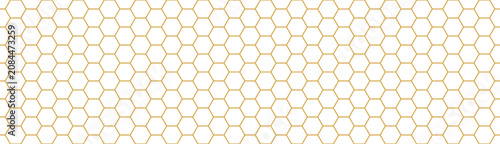 Honey hexagon bee hive yellow honeycomb pattern seamless background. Fishing or soccer net in outline style.