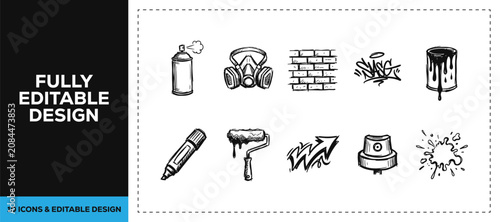 Foto Black ink scribble hand drawn doodle sketch vector icon set featuring urban stre