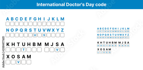 International Doctor's Day code with letters and message layout  