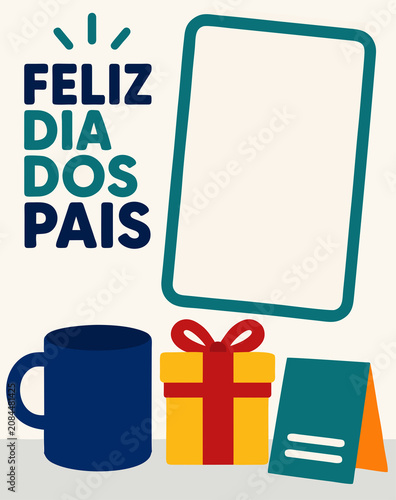 Konstfotografi Template Editável de Dia dos Pais com Moldura para Foto, Caneca, Presente e Cart