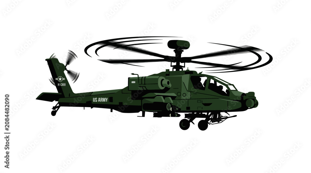 Foto US Army Attack Helicopter Vector Illustration