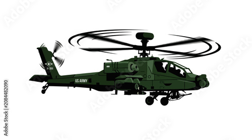 Tableau sur toile US Army Attack Helicopter Vector Illustration