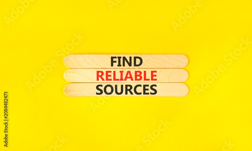 Photos Find reliable sources words symbol