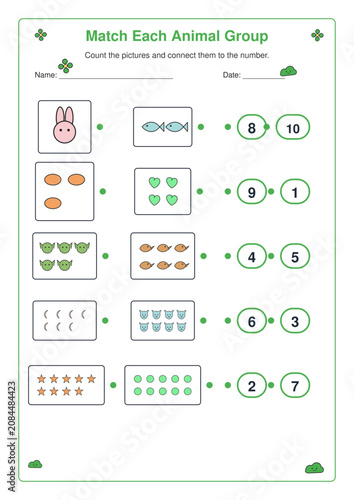Photography COUNT AND MATCH ANIMALS WORKSHEET