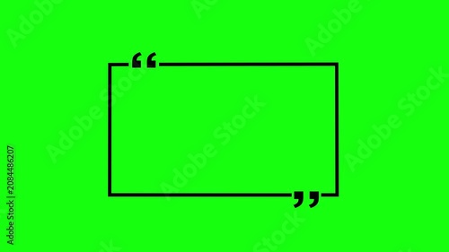 Minimalist black quote box frame animation on bright green screen background, for social media, creation, text overlay, template, digital marketing, and typography