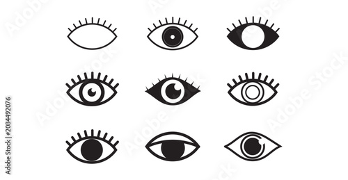 Tableau sur toile Minimal eye vector icon collection with clean outline and solid design