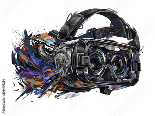 Colorful abstract digital art of a futuristic car.