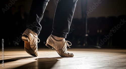 Tap Dancers Feet in Motion on Stage.