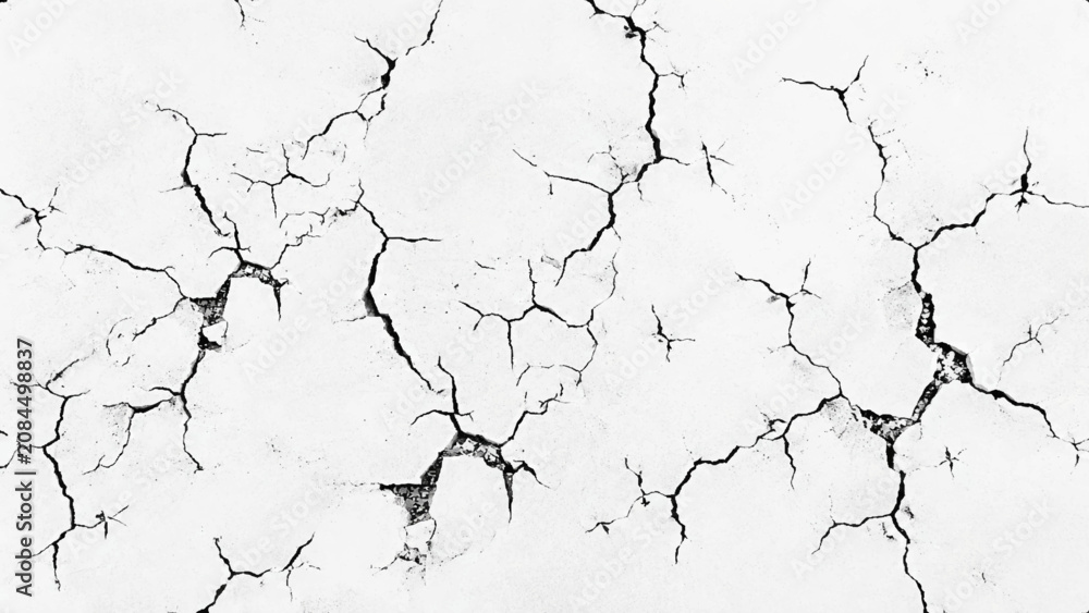 Obraz premium White Cracked Wall Texture Background with Distressed Plaster Surface