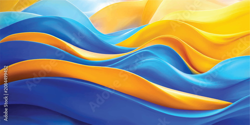 Luxury Blue and Yellow Fluid Wave Background Modern Abstract Vector Illustration