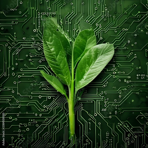 Close-up of a green plant leaf in dark background.
