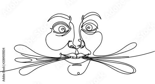 Foto Abstract continuous line drawing of a surprised face with wide eyes and open mou