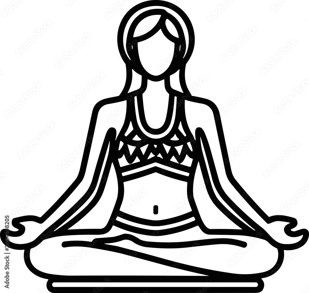 Obraz premium Meditating Woman Lotus Pose - Silhouette Yoga Figure