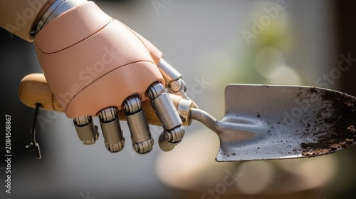 Prosthetic Hand Holding Gardening Tool for Adaptive Gardening, Bionic Arm Garden Use, Disability Inclusion, and Assistive Technology Horticulture Websites