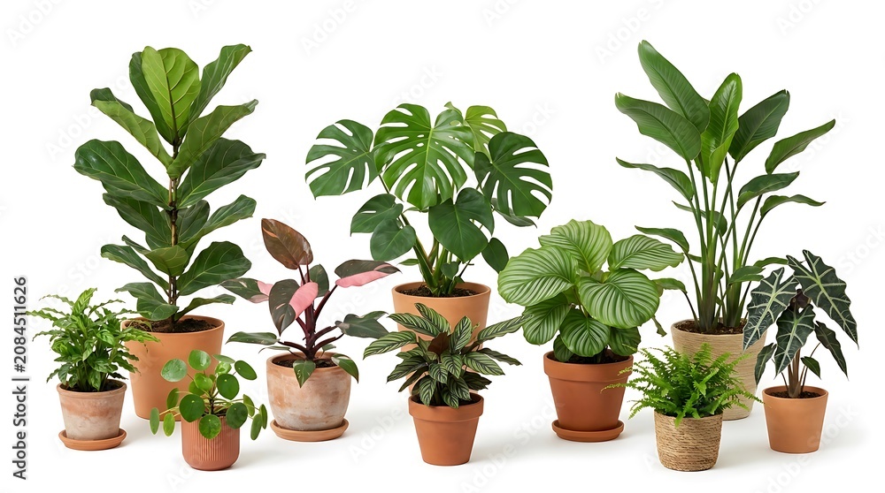 Fototapeta premium Variety of potted houseplants on display.