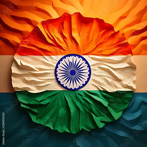 Vibrant saffron, white, green circular patriotic artwork