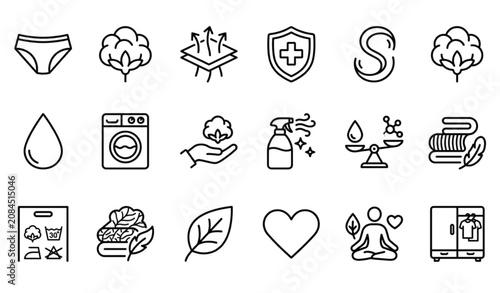 Foto Wear cotton underwear intimate care line icon set with minimal outline hygiene s