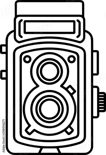 Принти на полотні Vintage Twin Lens Reflex Camera Illustration - Retro Photography Icon