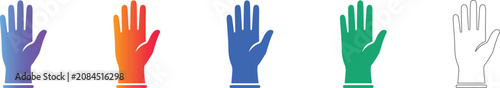 Safety Glove Icons in Gradient and Outline Styles