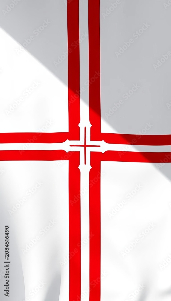 Obraz premium White Scandinavian flag with red and white Nordic cross design, symbol, ||Denmark