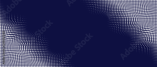 Abstract Blue and White Dotted Wave Background