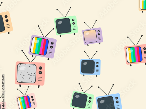 Fotografía Retro Television Sets Vintage TV Pattern Background