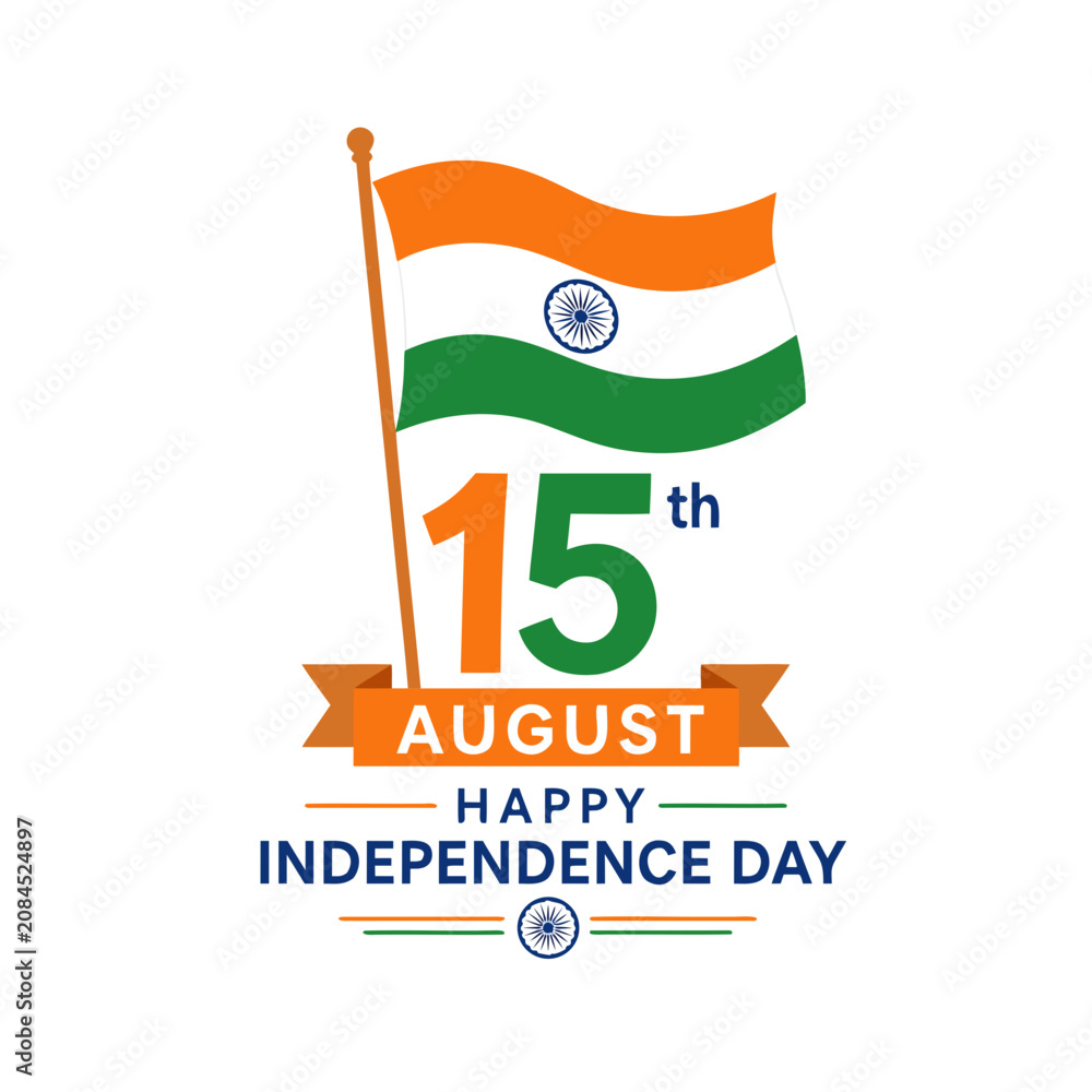 Fototapeta premium Independence Day, republic day banner with tri color