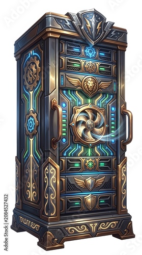 Intricate antique wooden jewelry cabinet with glass doors.