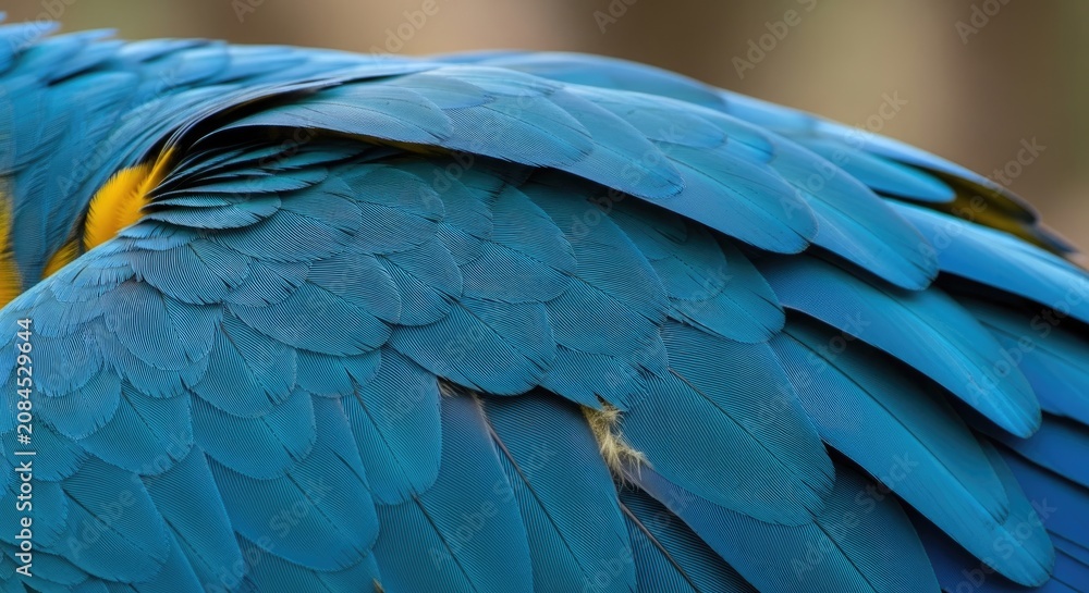Obraz premium Vibrant Blue Parrot Bird Feathers Closeup.