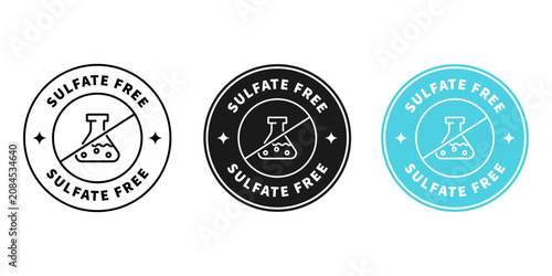 Foto Round sulfate free label sticker set for cosmetic package, clean beauty badge, i