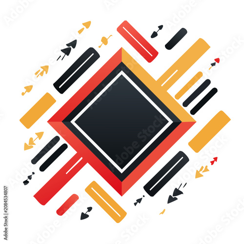 Abstract geometric frame with arrows and shapes