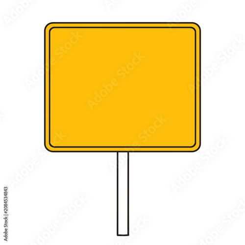 Blank yellow sign with post vector illustration