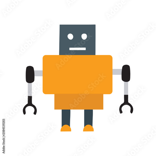 Robot Character Cartoon Vector Illustration on White Background
