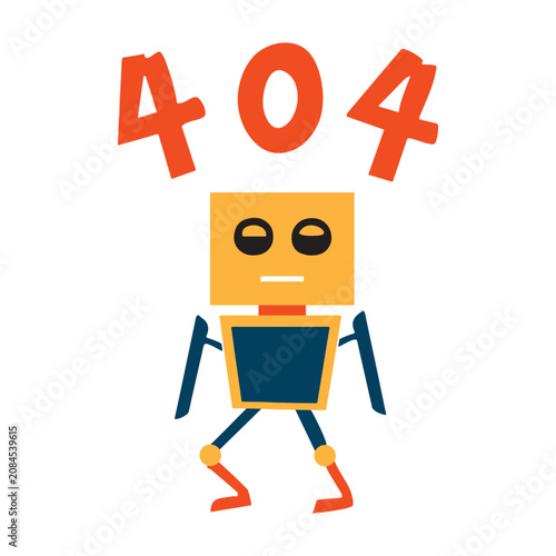 Robot Character Cartoon Vector Illustration on White Background