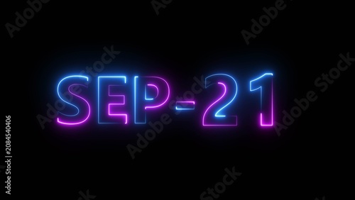 Glowing counting day text number illustration.  Neon calendar date symbol.