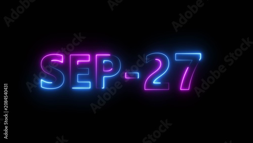 Glowing counting day text number illustration.  Neon calendar date symbol.