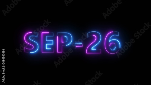 Glowing counting day text number illustration.  Neon calendar date symbol.
