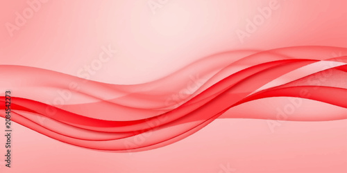 Принти на полотні Abstract Red Wave Background with Flowing Pink and Blue Light Curves Futuristic