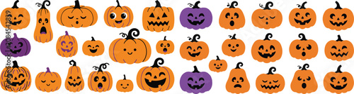 Obraz na płótnie Halloween pumpkin patch with vampire inspired carvings for spooky decor