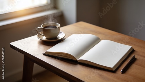 Morning Coffee and Open Notebook by the Window