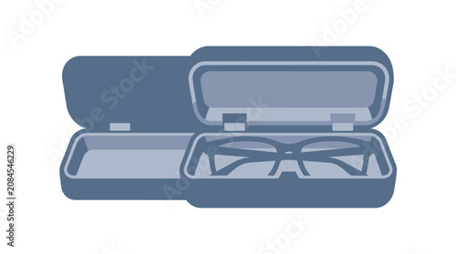 Blue Eyeglasses Case with Glasses Inside.