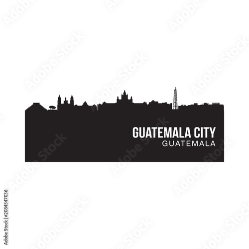 Guatemala City Skyline Silhouette Against White Background