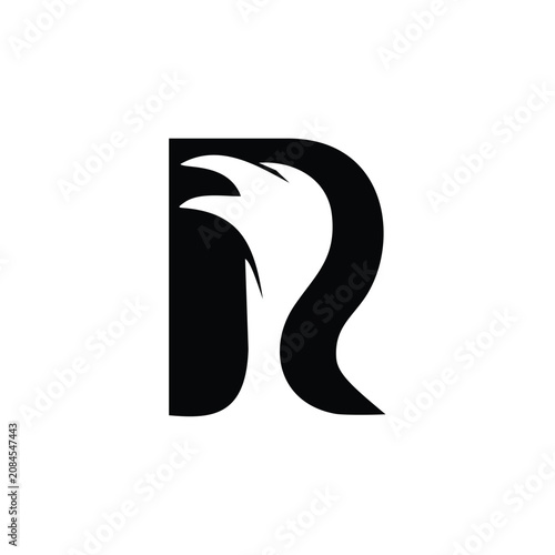 Abstract Crow Head Logo On Letter R