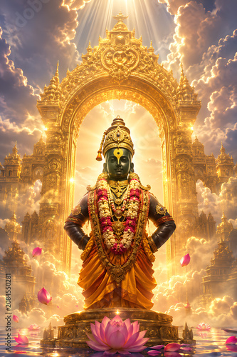Vitthal Hari Pandurang Mauli Ashadhi Ekadashi Rakhumai Lotus Divine Festival Greeting Design