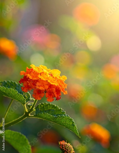 Vibrant orange cluster of flowers in sunlight