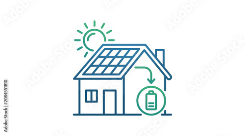 Solar powered house and battery.