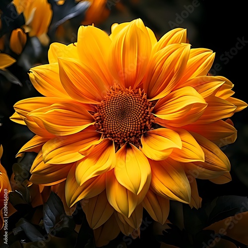 Vibrant orange flower with dark background